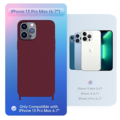 Image of Compatible with iPhone 13 Pro Max Case, Crossbody Phone Case with Strap Neck Lanyard Adjustable, Shockproof Drop Protection Silicone Phone Cover for iPhone 13 Pro Max, 6.7'' Plum