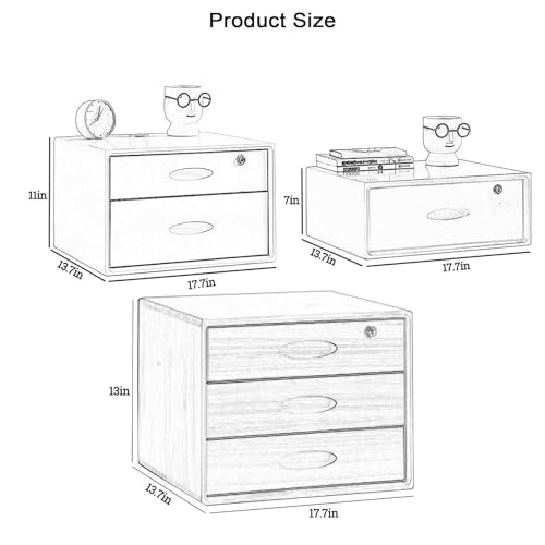 Organizer da scrivania in legno con cassetti con serratura per riporre documenti e accessori, soluzione elegante e funzionale per scrivania da ufficio
