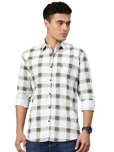 Image of Majestic Man Men Comfort Slim Fit Pure Cotton Tartan Checked Casual Shirt