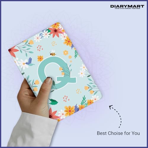 Image of Initial Q Premium Soft Bound Notebook Diary for Girls and Women (B6, 90 GSM, 160 Ruled Pages) Floral Design Notebook Journal Diary