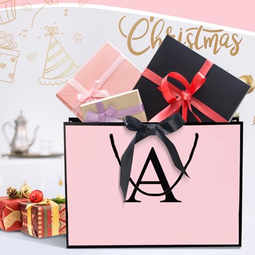 Sac-cadeau initiales QLSKO avec ruban | Sac en papier horizontal