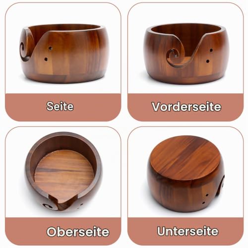 HENGBIRD Handgemachte Garnschale für Wolle aus Holz – Eleganter Wollhalter in tiefrot, stabile Garnschale für Stricken & Häkeln, dekorative Geschenkidee für Handarbeitsliebhaber – Bild 5
