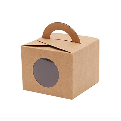 EZEK Colored Gift Boxes with Window and Handler, Picnic Wedding Birthday Valentine Party