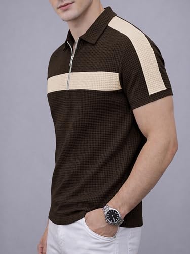 Image of Noble Monk Men's Regular Fit Polo Neck T-Shirt | Half Sleeve