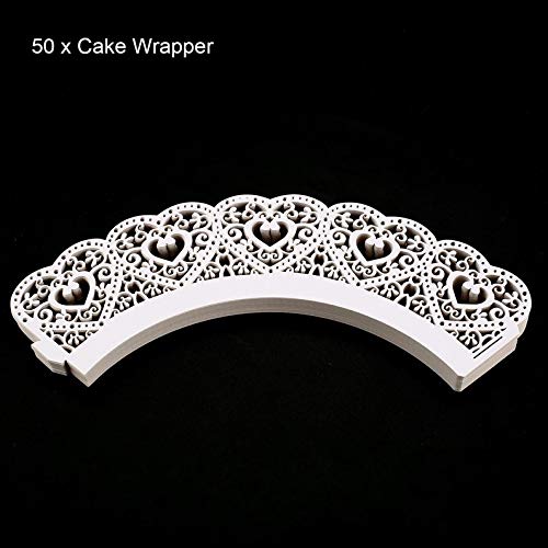 Appearancees 50pcs Laser Cut Cupcake Wrappers Hollow Hearts Muffin Case Wedding Party Decor