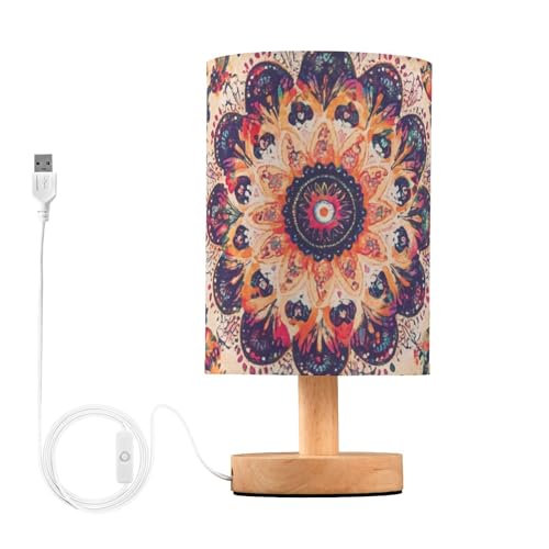 Lámpara de Mesa Vintage Bohemia con Mandala 13x13x24cm miniatura 1