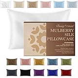 Beauty of Orient - 100% Pure Mulberry Silk Pillowcase for Hair and Skin, 19 Momme Both Sides, Hidden Zipper, Natural Hypoallergenic Silk Pillow Case, (1pc Standard - 20