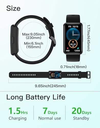 HUAKUA Smartwatch Sin Bluetooth,Sin Aplicación,Pulsera de Actividad 1.47 Pulgadas con Contador de calorías,Monitor de sueño,Despertador,Cronómetro,Impermeable IP68, Temporizador para Caminar (Negro) - imagen 7