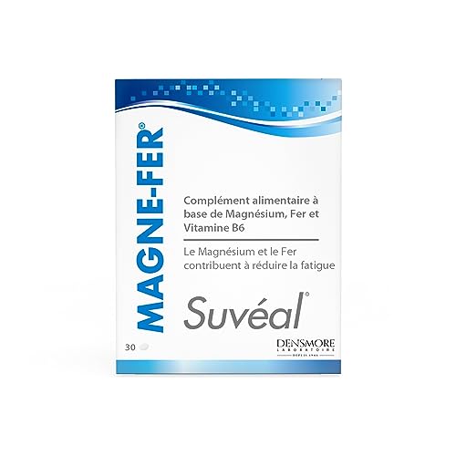 Densmore - Suvéal Magne Fer - Complément Alimentaire Favorisant la Vitalité et la Réduction de la Fatigue - Magnésium, Fer, Vitamine B6-30 comprimés - Cure de 1 mois - Fabriqué en Europe