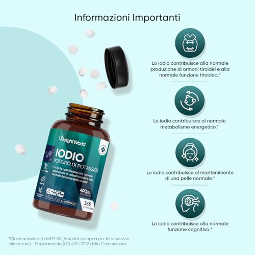 Ioduro di Potassio in 365 Compresse Vegan da 400mcg, Iodio Integratore ad Alto Dosaggio per 1+ Anno, Iodio Puro Contribuisce alla Normale Funzione della Tiroide, Iodio Compresse Senza Glutine né OGM - 3