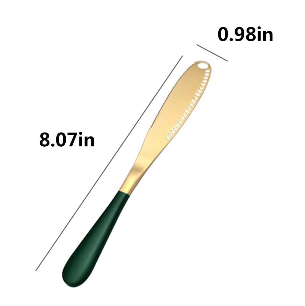 Spatlus Cheese Spreader Knives Stainless Steel Cocktail Knives Spreaders for Condimets Cheese, Butter, Charcuterie Board Accessories Sandwich Spreader Peanut Butter Knife Spatula (Green, Set of 1) 1