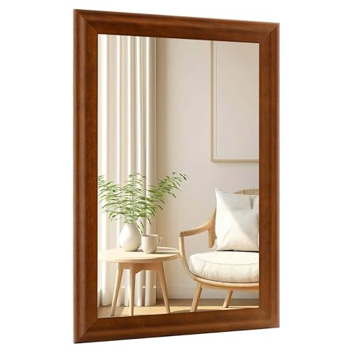 CULER Rustic Wood Wall Mirror for Bathroom,Rectangle 24 x 36