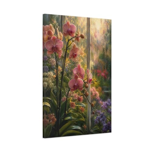 Tableau de fleurs orchidées roses impressionnisme toile de qualité luxe