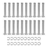 Geesatis 20Pcs M6x40mm Cylindrical Shaft Snap Ring Locating Pin,Flat Head Grooved Hinge Cylinder Position Pin,None Hole Clevis Pins with E Clip Retaining Ring,304 Stainless Steel,Silver