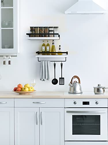 Amada Homefurnishing Wall Shelves, Floating Shelves For Bathroom, Kitchen, Bedroom, Bathroom Shelf With Towel Bar, Set Of 2, White - Amfs01W #TOP3