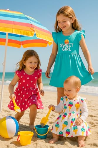 PATPAT Toddler Girl's Dress Ruffle Sleeve for Girl Pack of 2/3 Casual Dresses Set3