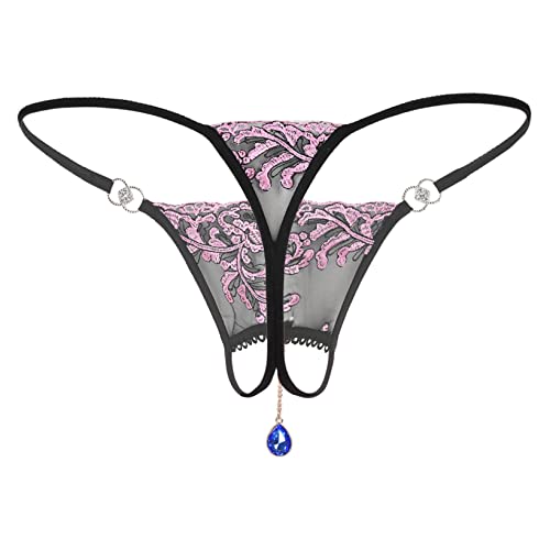 Men's Opening Crotch Sissy Panties Lace G String Thong Crossdresser Lingerie Underwear Type B One Size2