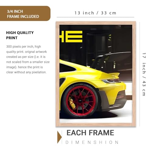 Image of kotart Big Sports Car Framed Posters Gift Items for Boys Room Wall Decoration Bedroom Living Room Office Studio Decor | Car Poster Frame for Wall Decor Set Of 3 Size (13 X 17 inch)