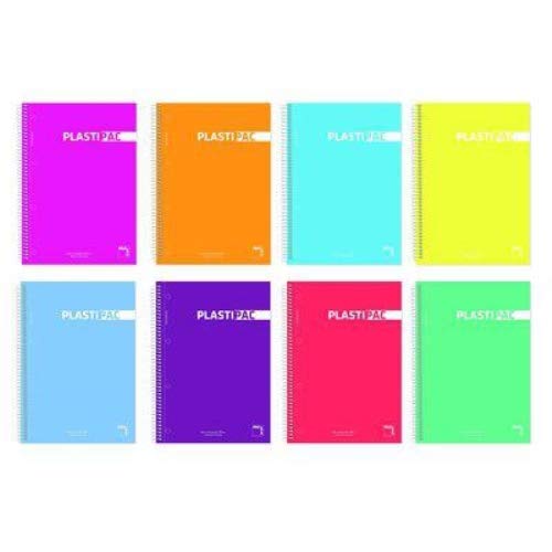 PacsaPacsa Plastipac micro-perforated notebook 100 sheets 5 x 5 + greca Polypropylene covers A4 90 g Assorted Colours -4u-