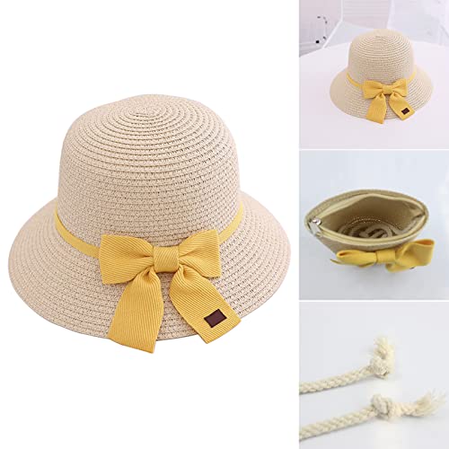 Hand-Woven Straw Hat with Handbag Set Sun Hat for Summer Vacations with Bowknot Summer Hat Crossbody Bag for Girls2