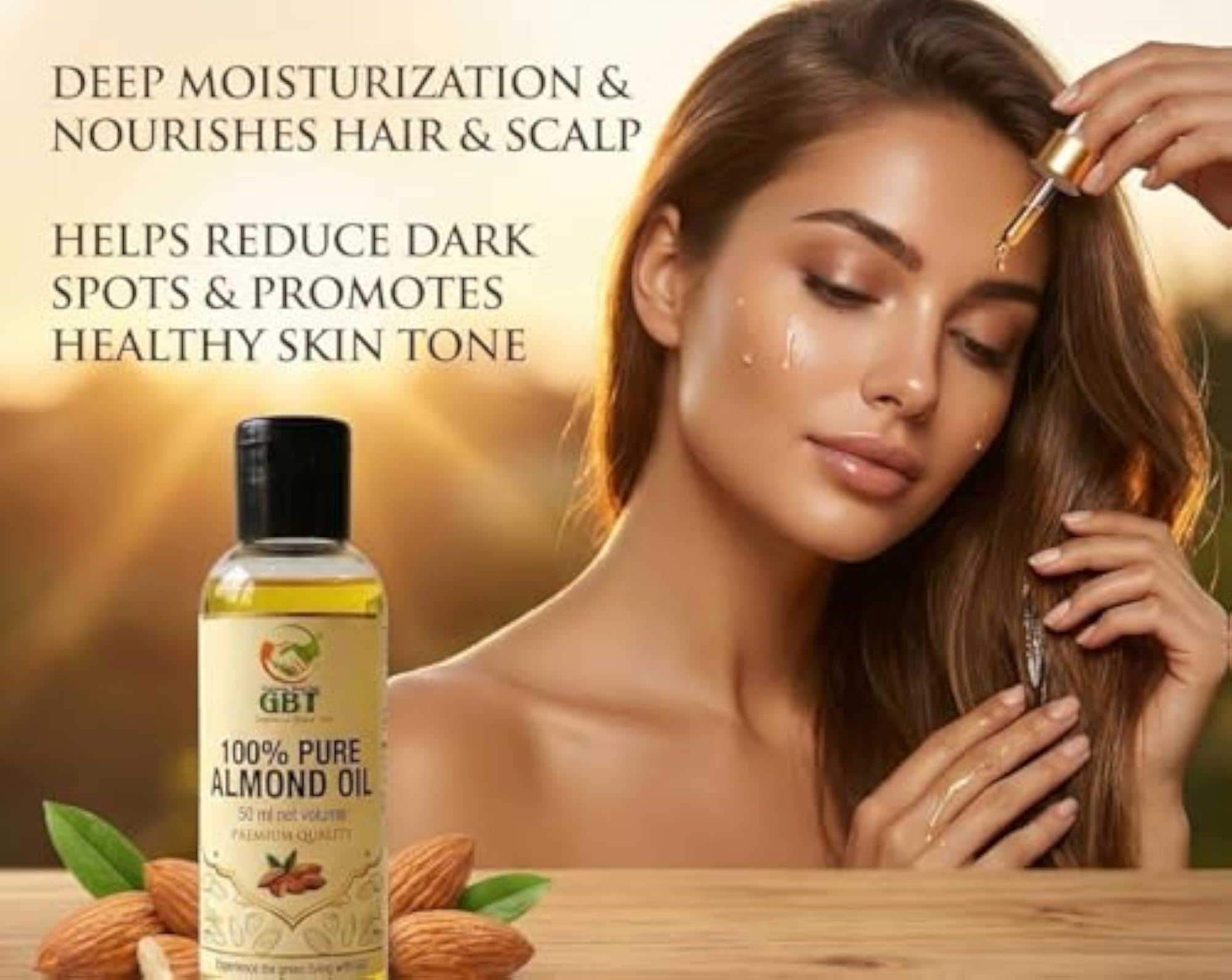 100% Pure Almond Oil for Hair and Skin, Deep Moisturization