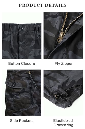 MRTOGENT Mens Cargo Shorts - Elastic Waist Multi Pockets Relaxed Fit Lightweight Cotton for Casual Hiking Fishing Work (Medium, Camo) - Image 7