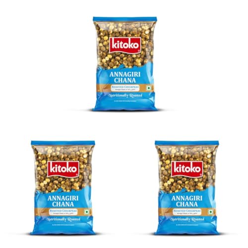 Image of KITOKO FOODS Roasted Annagiri Chana Unsalted (360gm), Plain Desi Chickpeas With Skin, Bhuna Chana Namkeen Snacks, Organic Whole Daria, Healthy & Gluten-Free Chana (360gm Pack of 3)