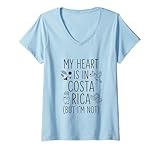 Mujer Mi Corazón Está en Costa Rica (Pero No Estoy) - Costa Rica Camiseta Cuello V
