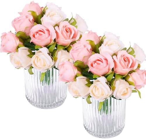 Amazon.com: Zeyune 12 Bunches 12in Artificial Mini Rose Bouquets 120 ...