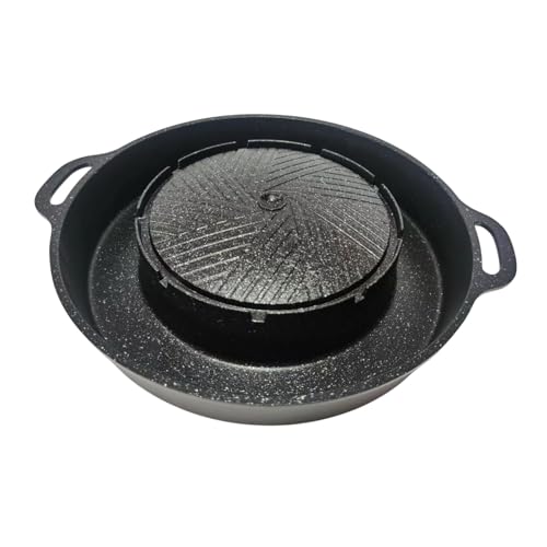 F Fityle 2 in 1, Koreanischer BBQ-Hotpot und Grill, Kochgerät, Grillplatte für Camping, Gartenparty, Indoor, Outdoor, Zuhause, S