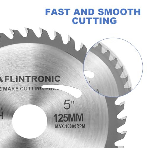 Flintronic 3 Stück Sägeblatt 125mm für Winkelschleifer, sägeblatt Kreissägeblatt 125 x 22.2 mm, 40 Zähne Multi Material Feinschnitt, für Aluminium, Kupfer, NE-Metalle, Holz, Sperrholz, Kunststoff