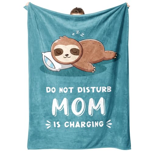 Funny Gifts for Mom Christmas, Mom is Charging Sloth Blanket,