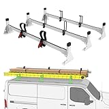 StarONE Van Ladder Rack, Van Roof Rack Fit for 2011-2025 Nissan NV1500/2500/3500, White, 3 Bars, 800lbs