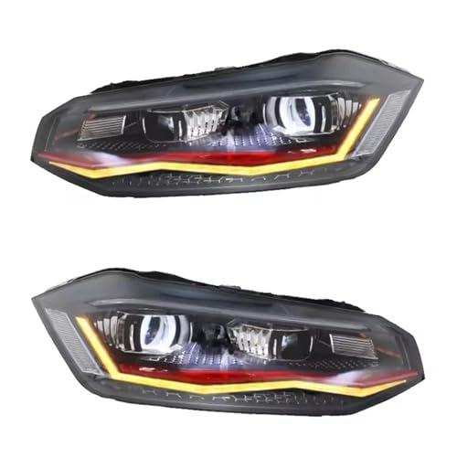 QGBKLZNZHP Bloc phare avant Pour VW Pour POLO 6 Pour TSI Pour GTI Version 2011–2024 Phare LED Halogène Mise À Niveau Pièce Automobile Feu Avant Phares...