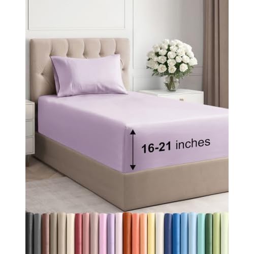 Extra Deep Pocket Twin Sheet Set - Breathable & Cooling - Light Lavender