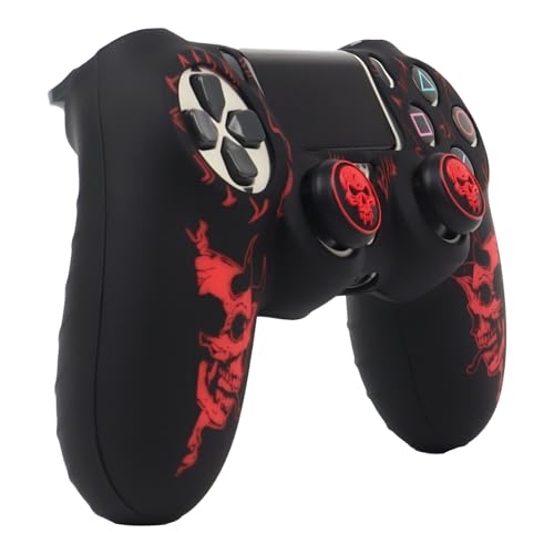 Image of RALANHorned Skull Head Design Controller Skin Cover with 2 Thumb Grips Compatible with PS4 /Playstation 4 Slim /Pro Controller