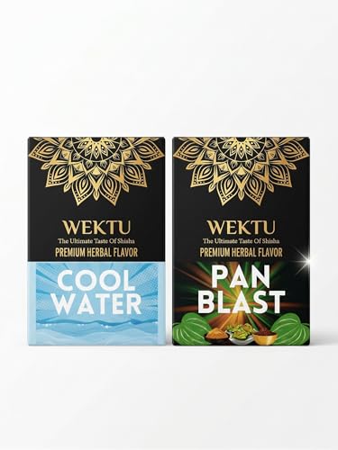 Image of WEKTU Premium Herbal Hookah Flavour, Cool Water and Pan Blast, No Tobacco, No Nicotine, Pure Plant Extracts