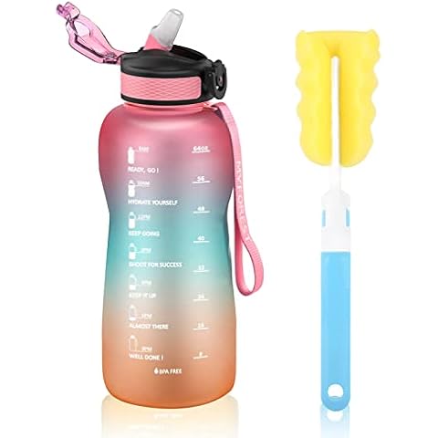 MYFOREST Motivierende Wasserflasche mit Zeitmarkierung und Strohhalm Cover