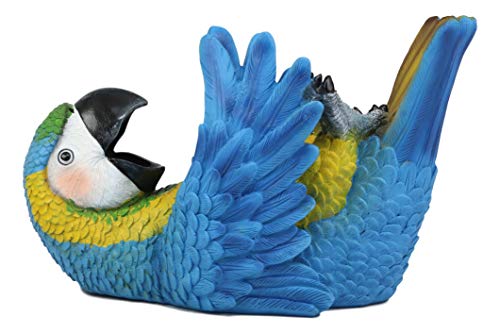 Ebros Gift Tropical Rio Rainforest BlueScarlet Macaw Parrot Wine Bottle Holder Caddy Figurine 10.25