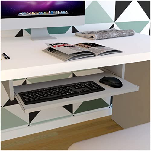 Henor PortaTeclado con Bandeja Extraíble 70 x 31 x 9 cm en Madera Bajo Escritorio o Mesa Gris
