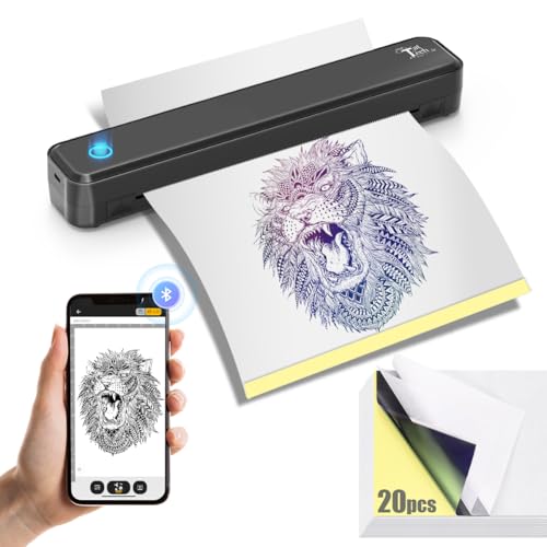 Imprimante tatouage Bluetooth portable stencil sans fil aspiration automatique 20 feuilles