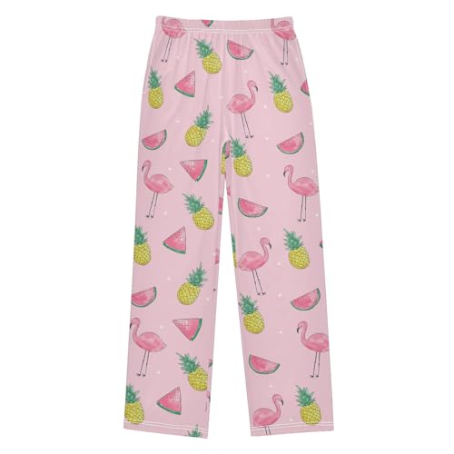 Flamingo Summer Watermelon Boys Long Pants Soft Trousers Elastic Waist Kids Lounge Bottoms with Pockets S-XL