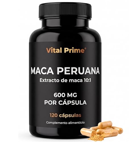 VITAL PRIME Maca Peruana 600mg por Cápsula 120 Cápsulas para Hombres y Mujeres | Maca Andina Aporta Energía, Vitalidad y Rendimiento Físico | Cápsulas de Maca Suministro para 4 Meses