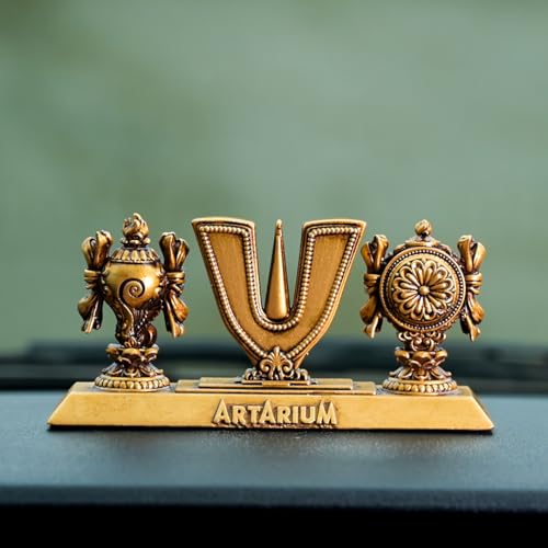 Image of Artarium Vaishnav Tilak Sankh Chakra Tilak of Lord Vishnu for Home Temple & Office Material- Resin & Marble Dust (Vaishnav Tilak 4 Inch)