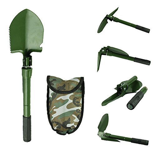 New (2) Multi-Tool Folding Shovel with Pouch, Camping Field Gear Survival Tool. Great for Emergency Situations to keep in Car, Truck. Garden Shovel