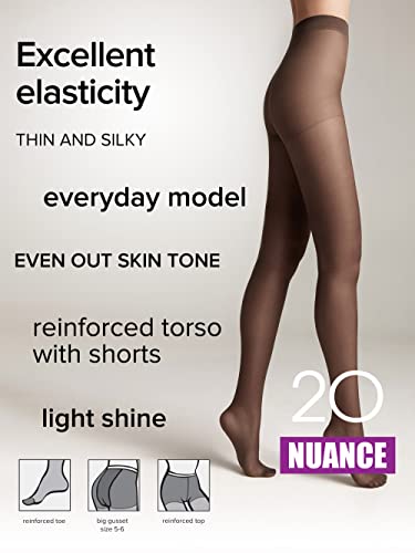 Image of Conte Control Top Tension Sheer Pantyhose Tights with Silky Matte Effect Nuance 20 Den