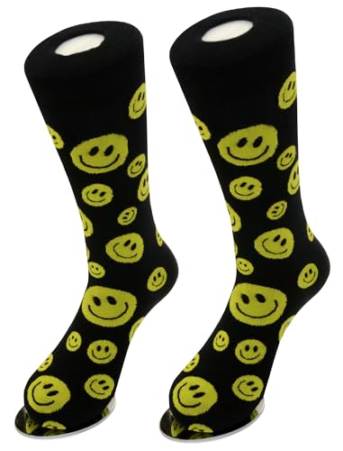 3 Pair of Biagio Solid YELLOW SMILEY FACE Black Color Men's COTTON Dress SOCKS3