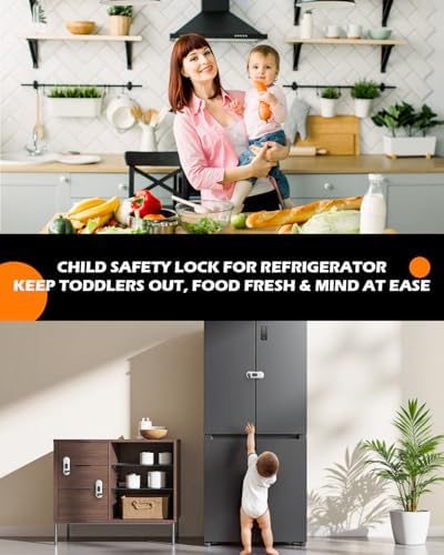 YCAIGKG Fridge Lock, 5PCS Upgraded Child Proof Refrigerator/Fridge/Freezer/Oven/Cabinet/Drawer Door Locks for Toddlers and Kids, Durable ABS with Adhesive Backing, No Tools Need or Drill, White - 1
