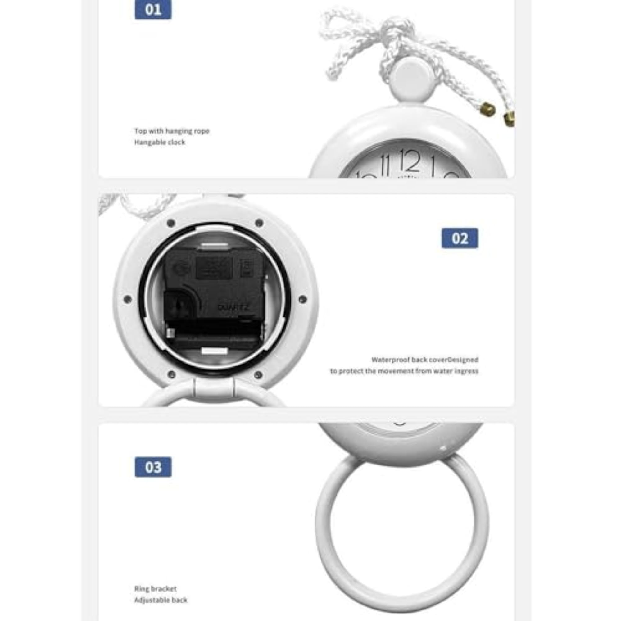 Bathroom Shower Clock Decor Timer with Rope for Spa Dorm