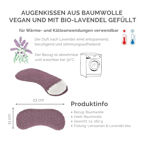 Bodhi Weiches Augenkissen aus Baumwolle | Füllung aus Bio-Leinsamen & Bio-Lavendel | Vegan | Augenmaske für Yoga, Entspannung & Meditation | Bloom, aubergine